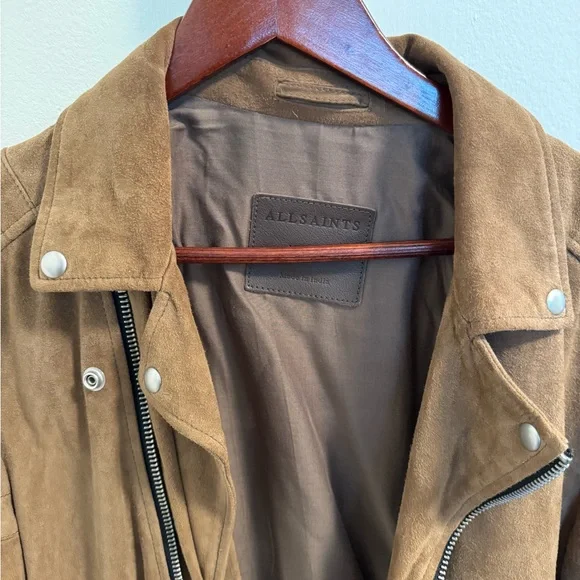 All Saints Tan Suede Jacket - Picture 4 of 5